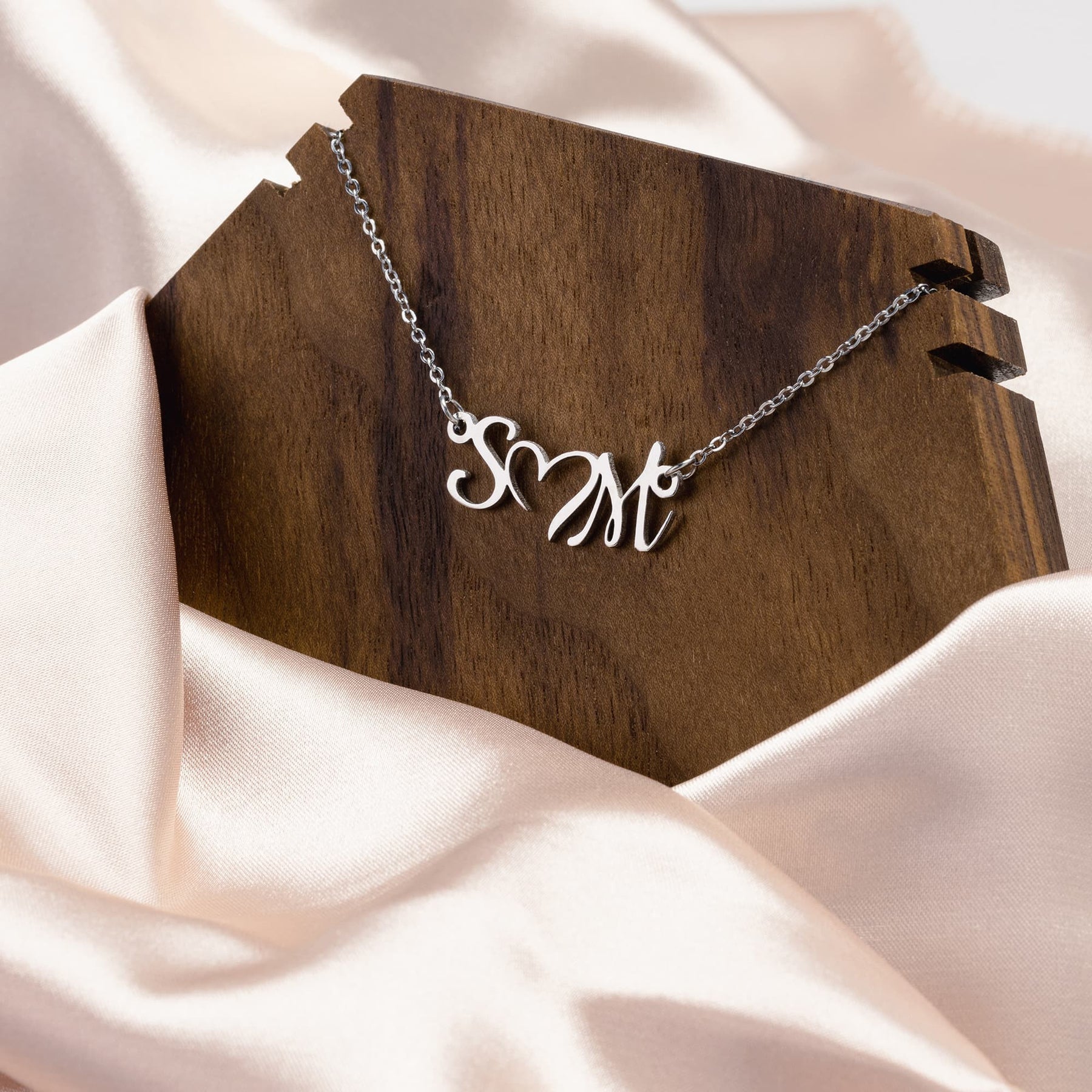 Double Initial Necklace With Heart | Couple Heart Necklace | Custom Initial Necklace | Couple Initial Letter Necklace | Heart Jewelry