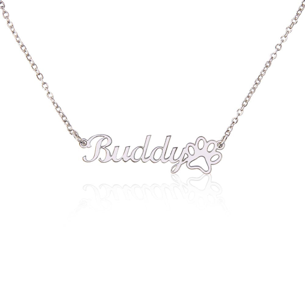 Name Necklace With Paw, Dog Paw Necklace Personalized, Pet Loss Necklace With Name, Pet Memorial Jewelry Gift, Personalized Paw Necklace